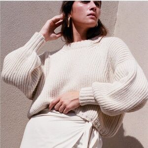 First Rite Cropped Sweater in cream. Alpaca size medium